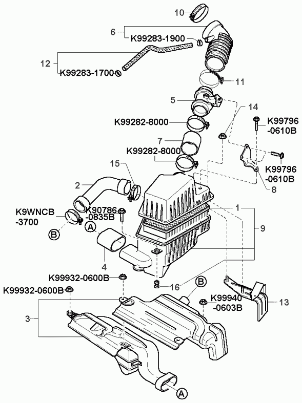 KIA 0K9A3-13-210 - Gaisa masas mērītājs autospares.lv