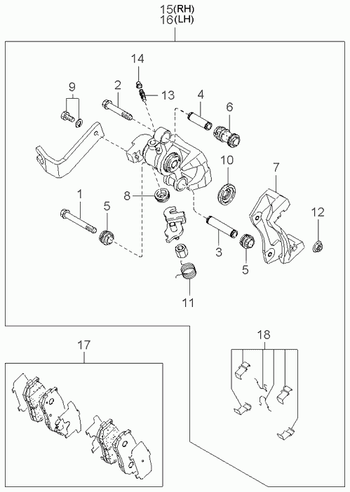 Hyundai 0K9A0-26-28Z - Brake Pad Set, disc brake www.autospares.lv