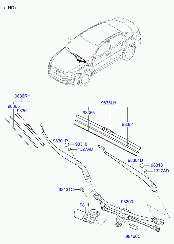 KIA 983602T100 - Stikla tīrītāja slotiņa autospares.lv