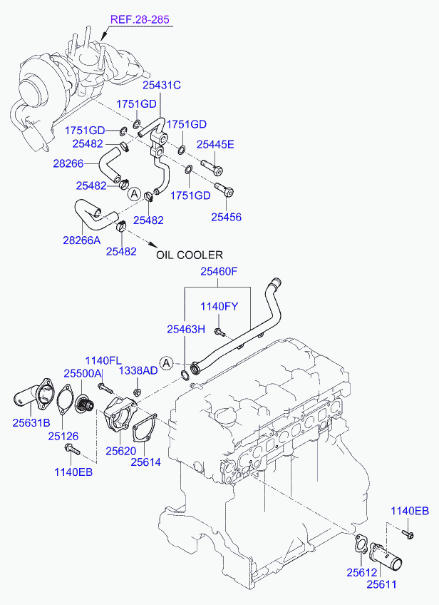 KIA 25510 42010 - Термостат охлаждающей жидкости / корпус www.autospares.lv