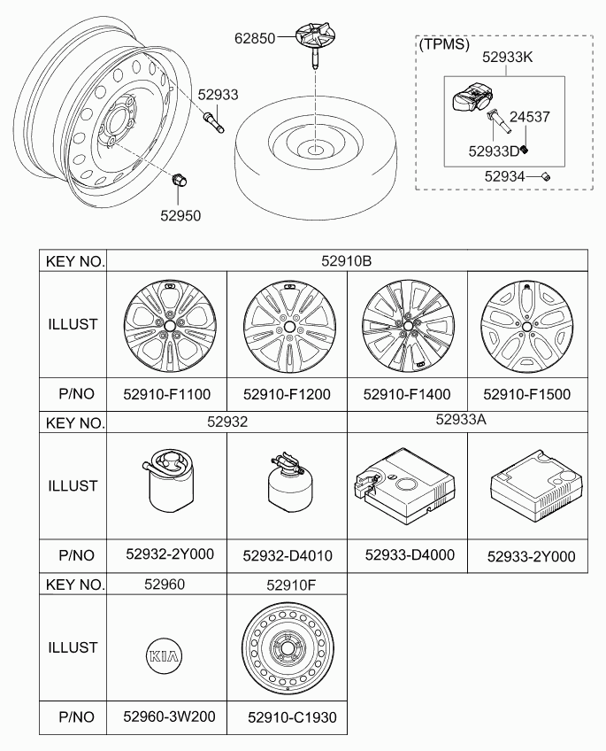 Hyundai 52933 D9100 - Wheel Sensor, tyre pressure control system www.autospares.lv