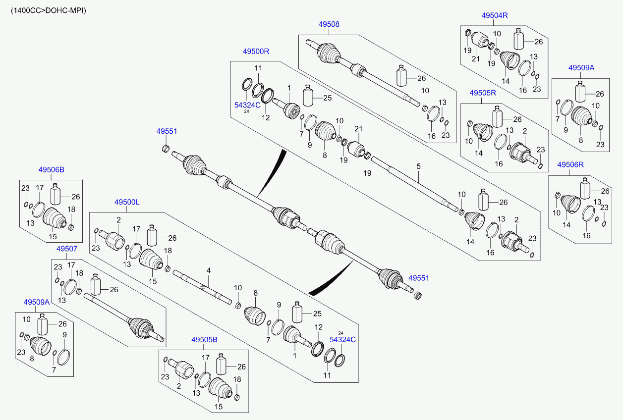 Hyundai 49535-H5105 - Пыльник, приводной вал www.autospares.lv