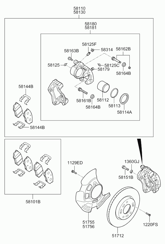 KIA 58101-2TA21 - Тормозные колодки, дисковые, комплект www.autospares.lv