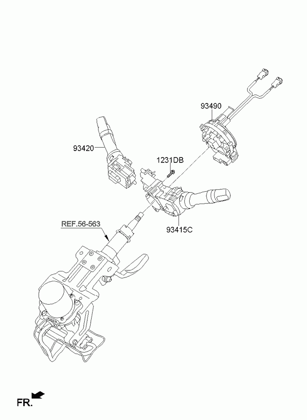 Hyundai 934101M631 - Slēdzis uz stūres statnes www.autospares.lv