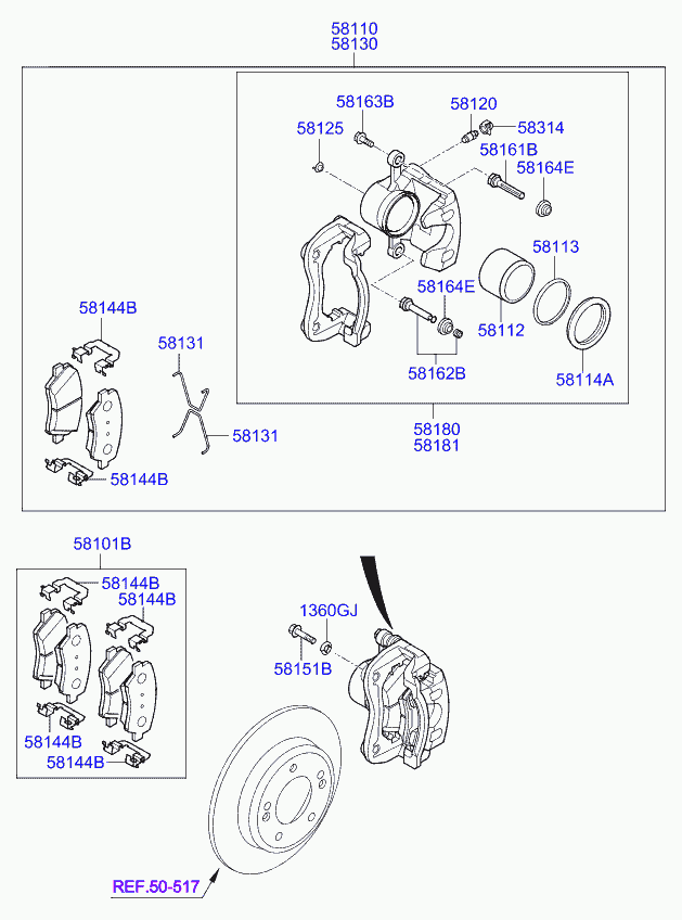 KIA 58101A6A75 - Тормозные колодки, дисковые, комплект www.autospares.lv