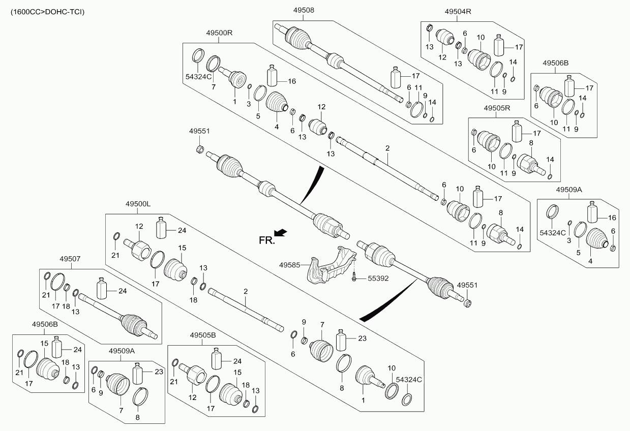 KIA 49500A7100 - Piedziņas vārpsta, Sadales kārba autospares.lv