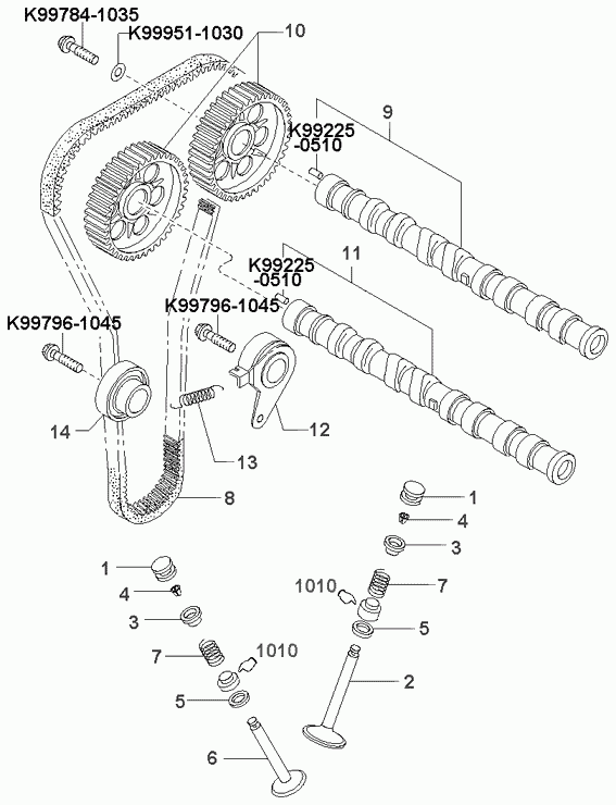 MAZDA 0K24712700 - Spriegotājrullītis, Gāzu sadales mehānisma piedziņas siksna autospares.lv