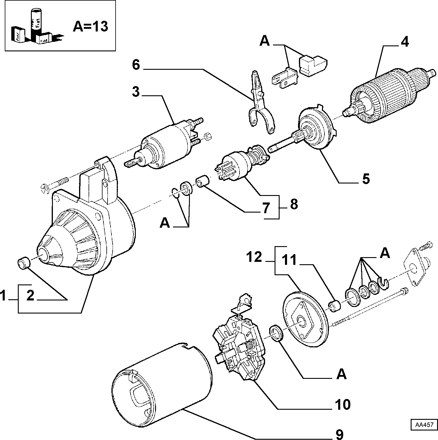 FIAT 9947843 - Zobrats, Starteris autospares.lv