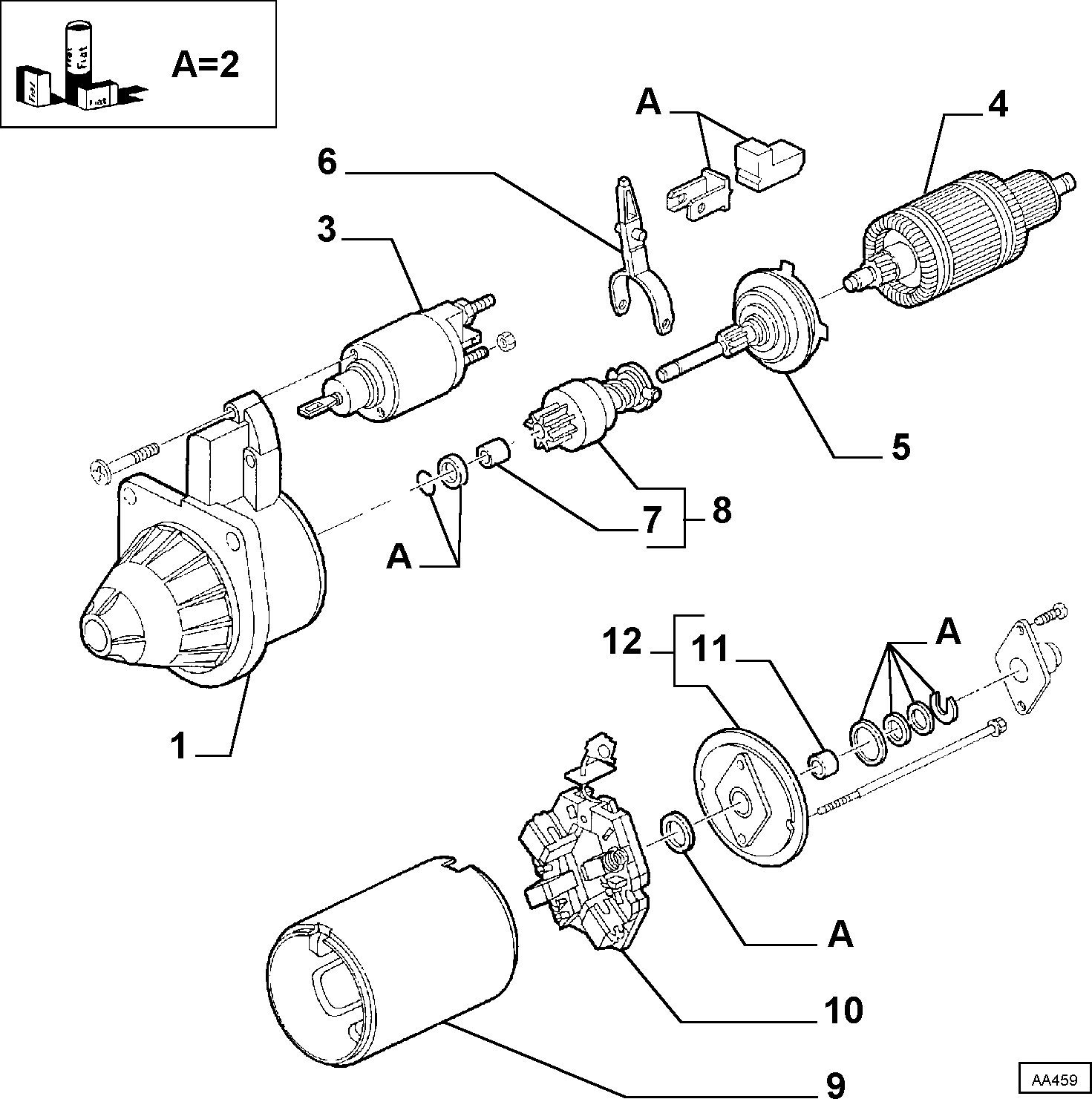 FIAT 9949390 - Тяговое реле, соленоид, стартер www.autospares.lv