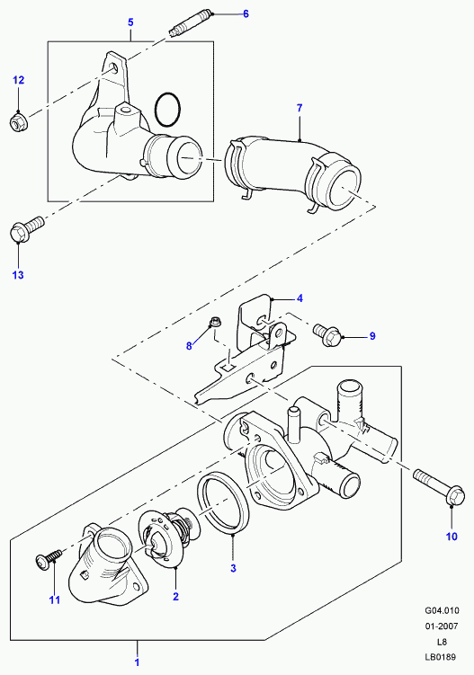 Rover LR004618 - Термостат охлаждающей жидкости / корпус www.autospares.lv