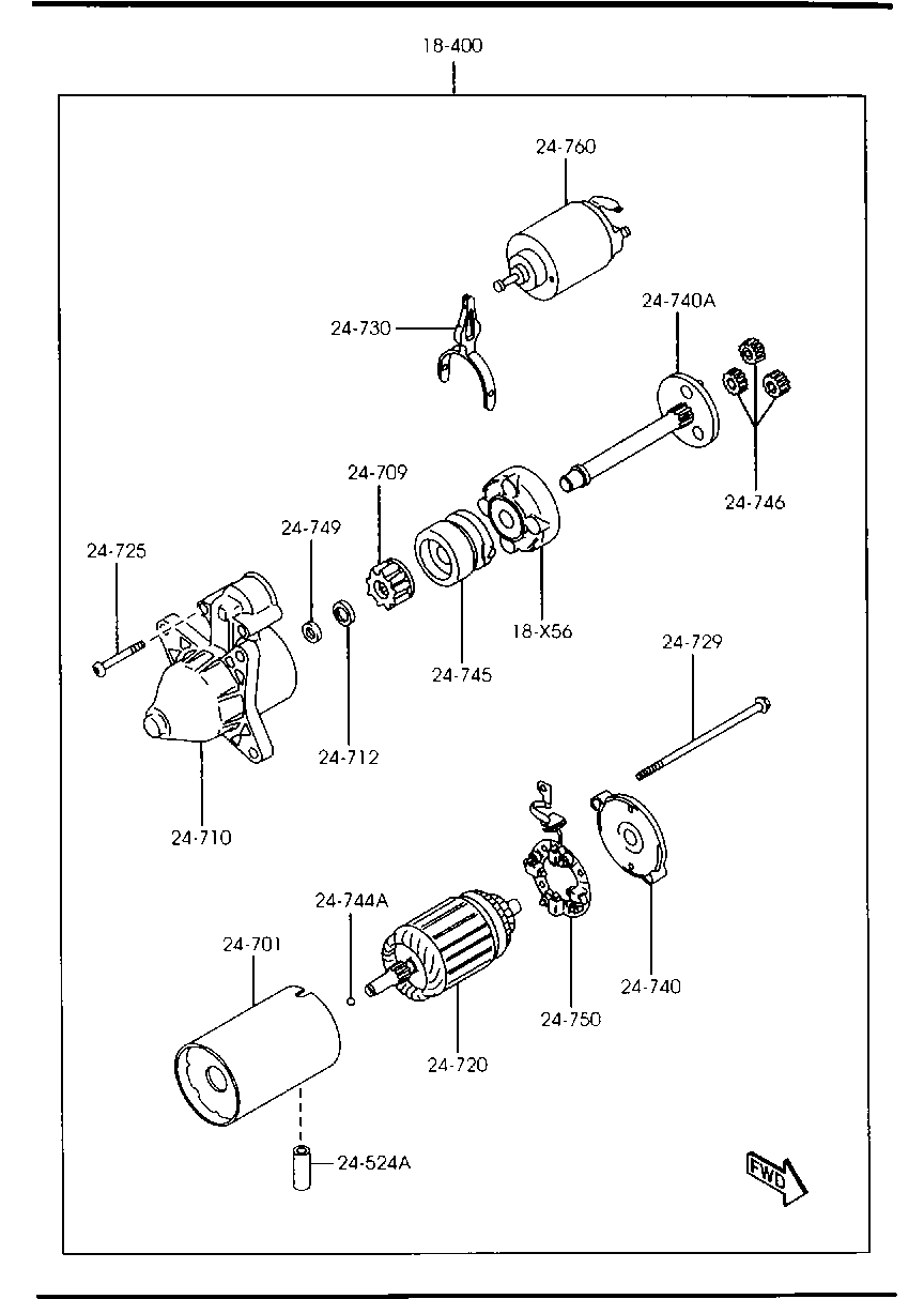 MAZDA FP34-18-400A - Starteris www.autospares.lv