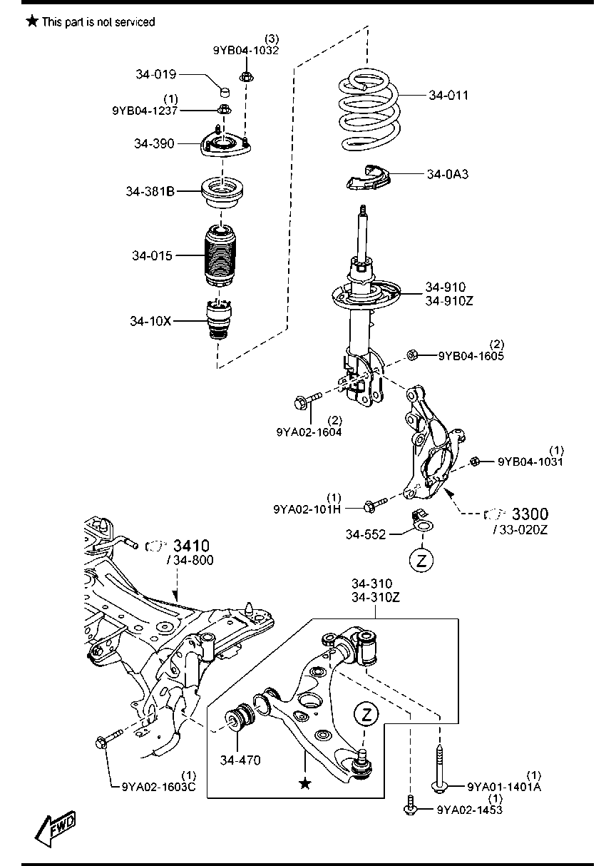 MAZDA G46C-34-350F - Neatkarīgās balstiekārtas svira, Riteņa piekare autospares.lv