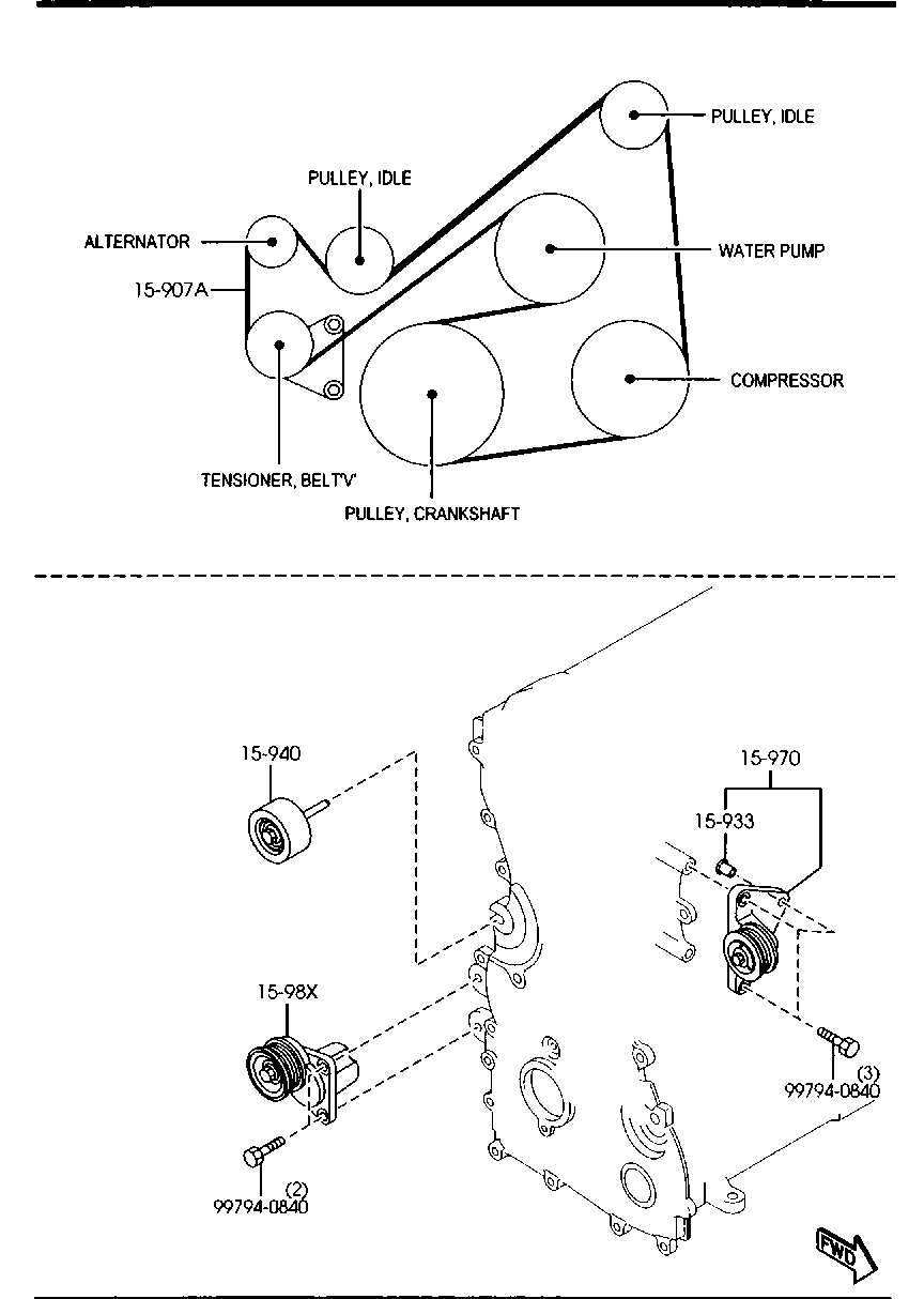 FORD LFH1-15-940 - Parazīt / Vadrullītis, Ķīļrievu siksna www.autospares.lv