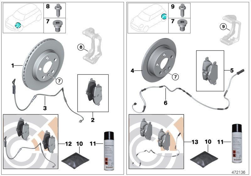 Mini 34116794056 - Bremžu uzliku kompl., Disku bremzes www.autospares.lv