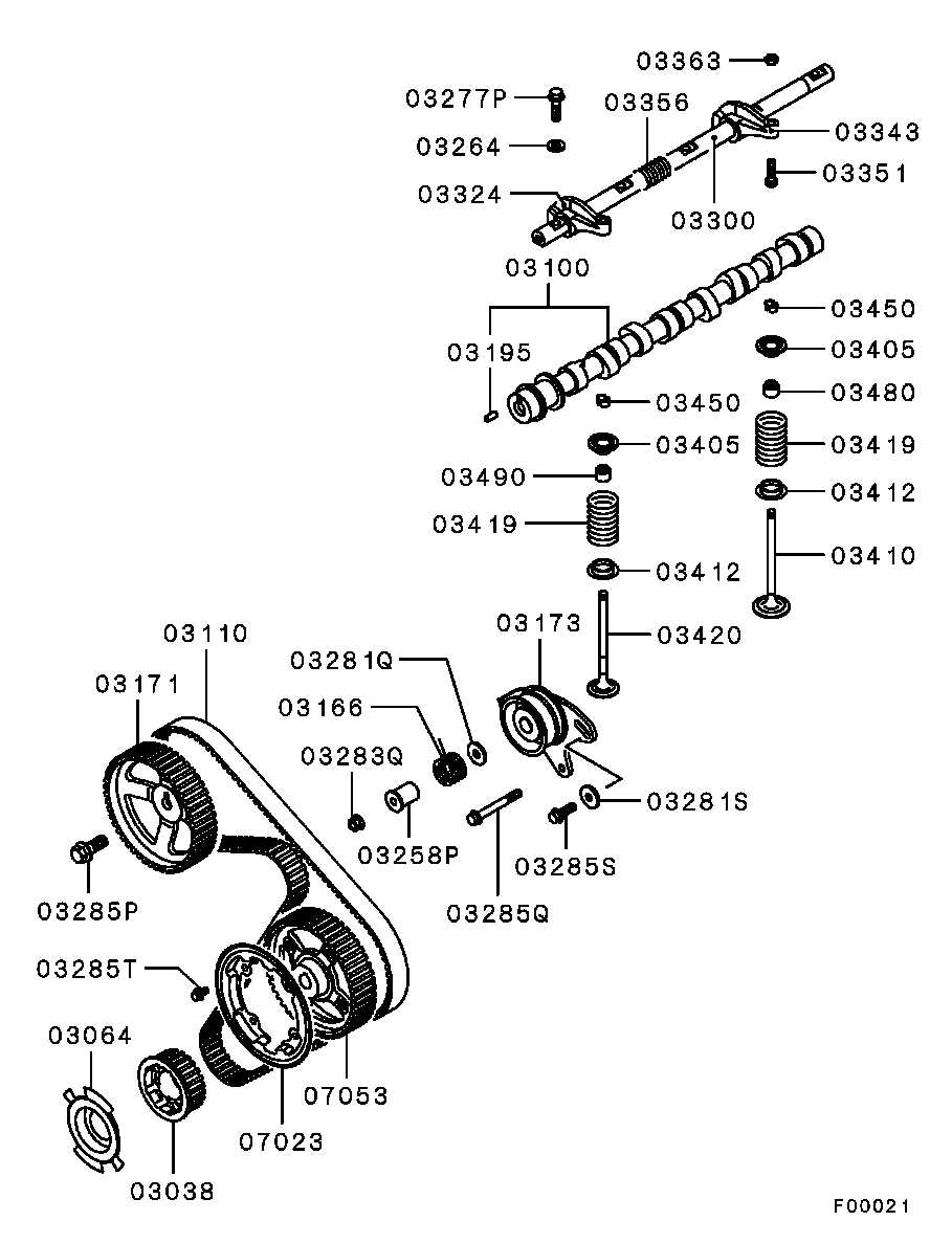 Mitsubishi MD329625 - Spriegotājrullītis, Gāzu sadales mehānisma piedziņas siksna autospares.lv