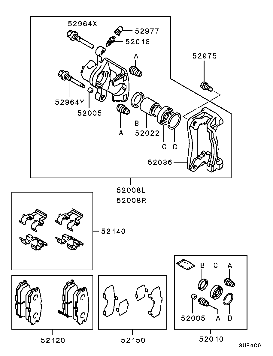 Mitsubishi MN102624 - Bremžu uzliku kompl., Disku bremzes autospares.lv