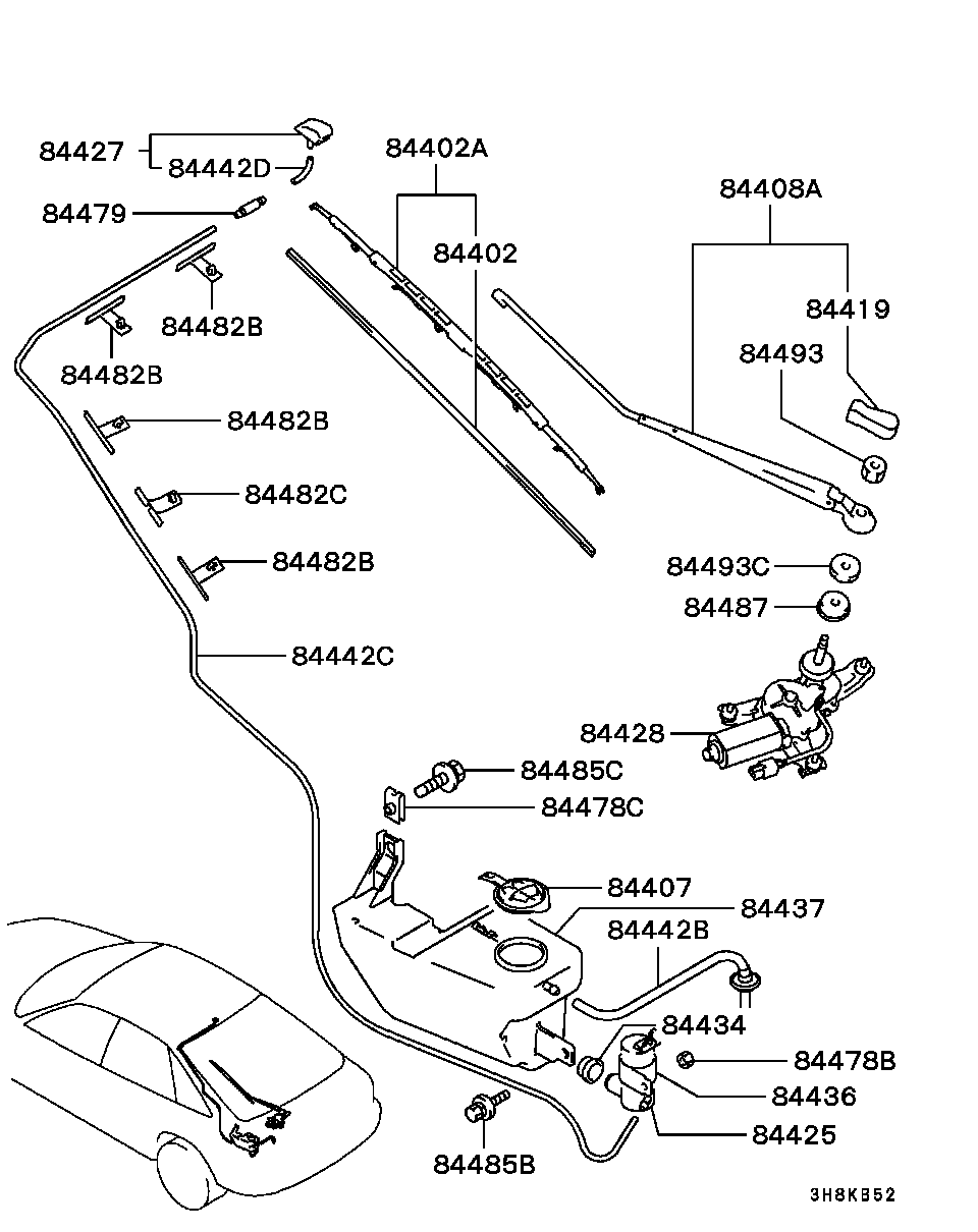 Mitsubishi MB848470 - Щетка стеклоочистителя www.autospares.lv