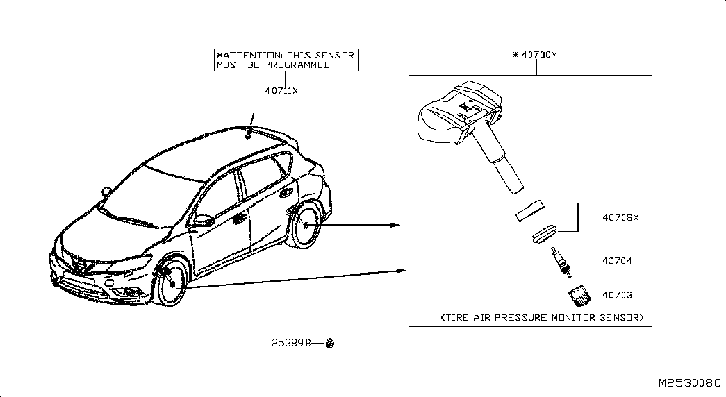 NISSAN 407004CB0B - Wheel Sensor, tyre pressure control system www.autospares.lv