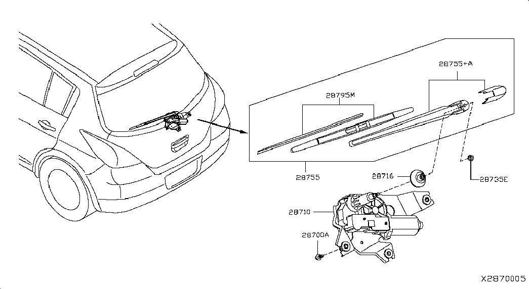 NISSAN 28780-EM00B - Stikla tīrītāja svira, Stiklu tīrīšanas sistēma autospares.lv