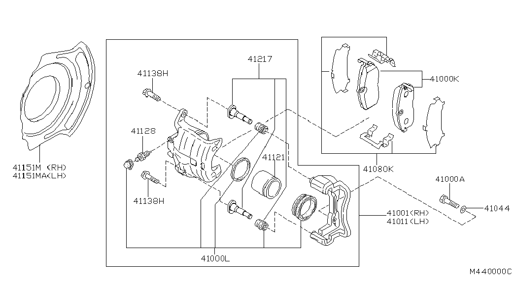 NISSAN 41060-4U126 - Bremžu uzliku kompl., Disku bremzes autospares.lv