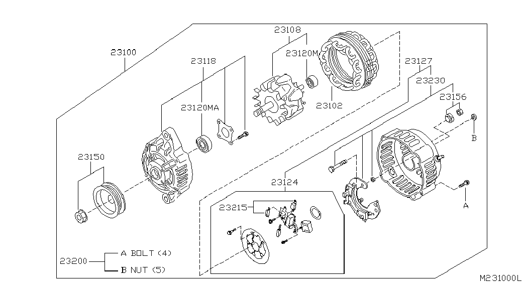 NISSAN 23100-BU500 - Ģenerators autospares.lv