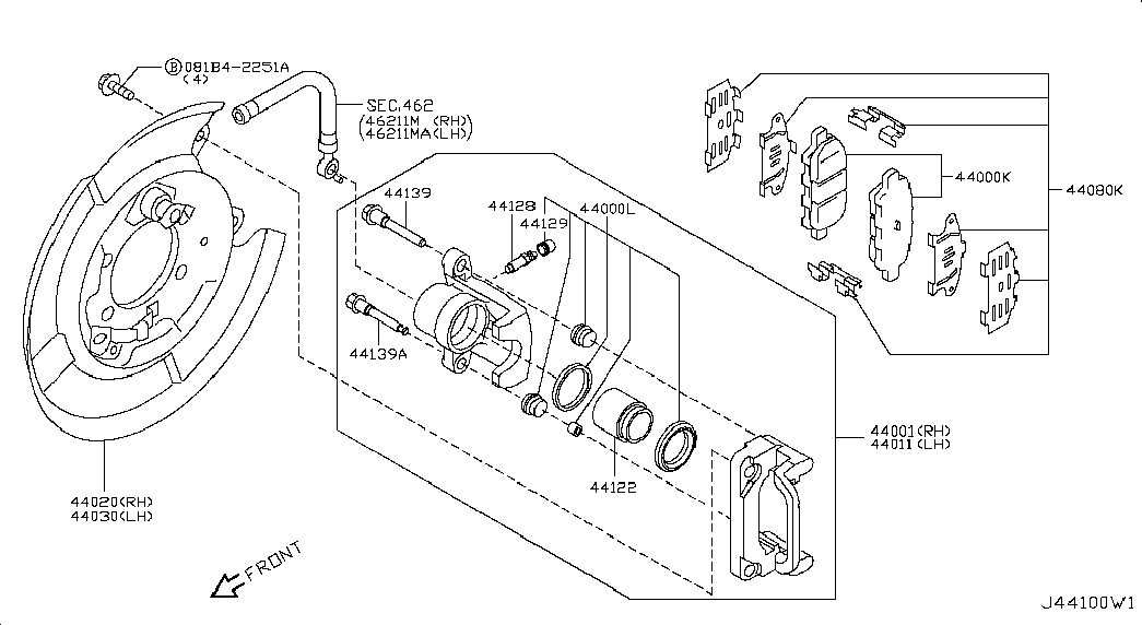 Nissan (Dongfeng) D4060JA00J - Bremžu uzliku kompl., Disku bremzes autospares.lv