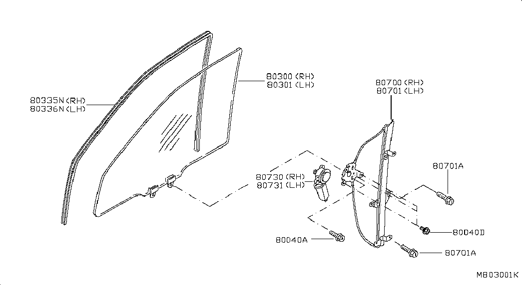 NISSAN 80721MA00D - Stikla pacelšanas mehānisms www.autospares.lv