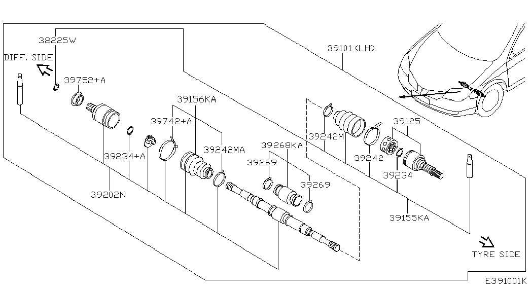 NISSAN 39241-BU126 - Putekļusargs, Piedziņas vārpsta autospares.lv