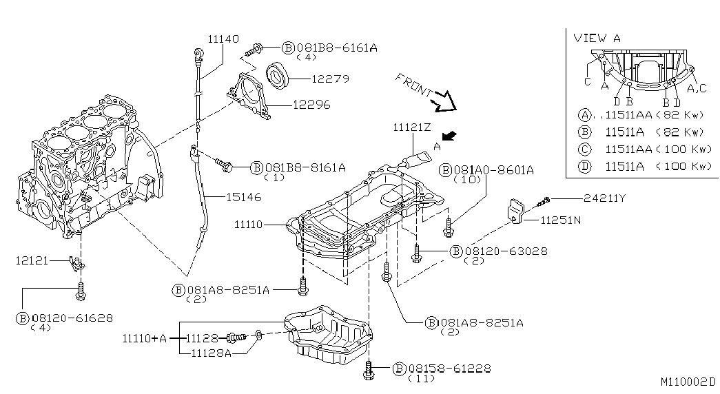 NISSAN 111289C600 - Korķis, Eļļas vācele autospares.lv