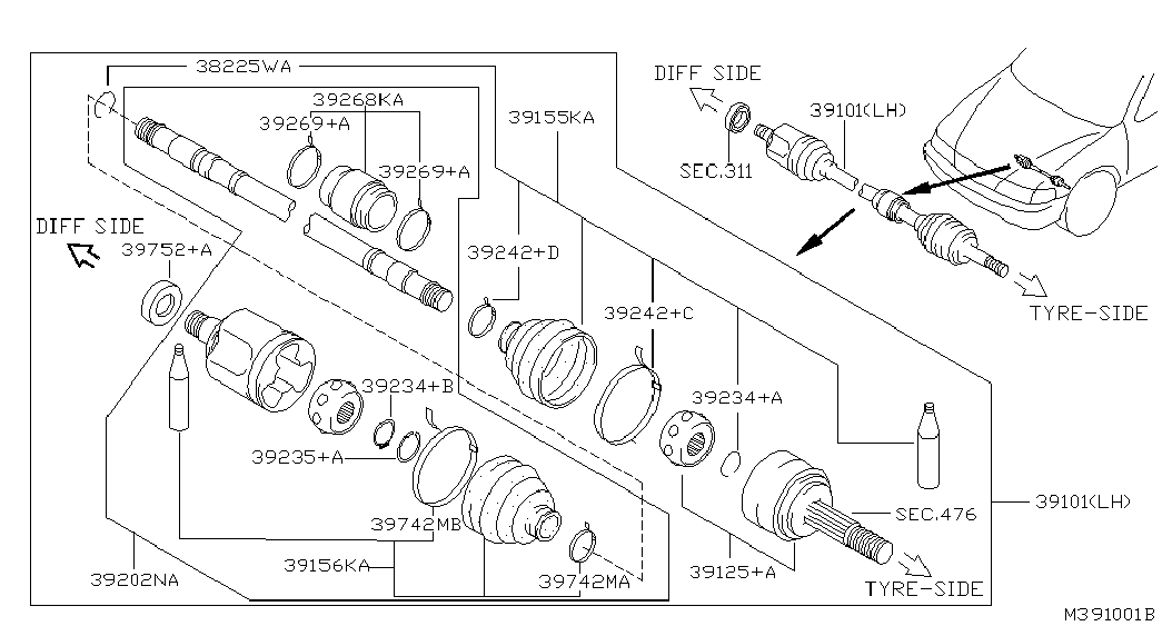 NISSAN 39241-BU186 - Пыльник, приводной вал www.autospares.lv