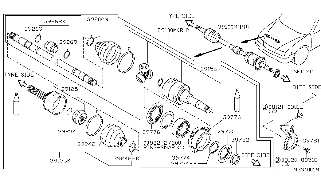 NISSAN 39741-BU129 - Пыльник, приводной вал www.autospares.lv