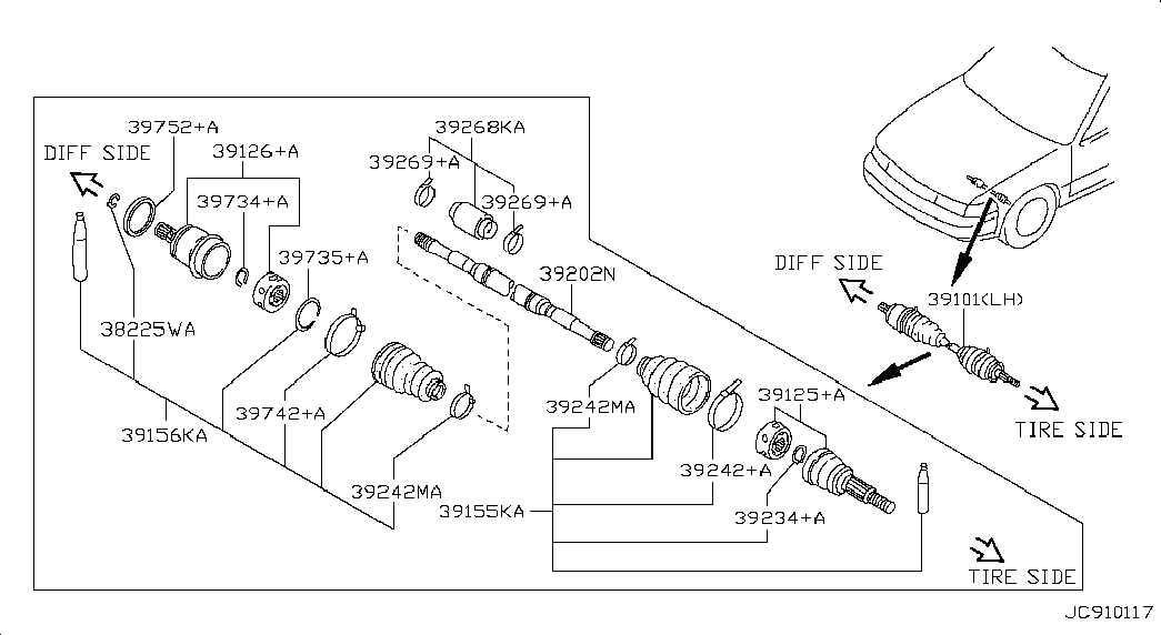 NISSAN 39741-55E85 - Putekļusargs, Piedziņas vārpsta autospares.lv