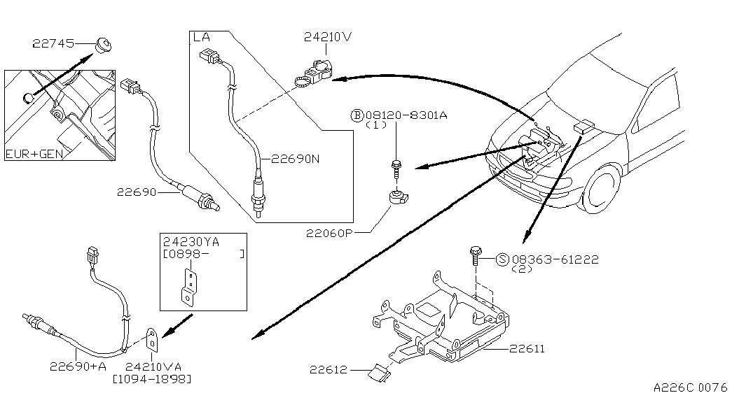 NISSAN 2269040U00 - Lambda zonde autospares.lv