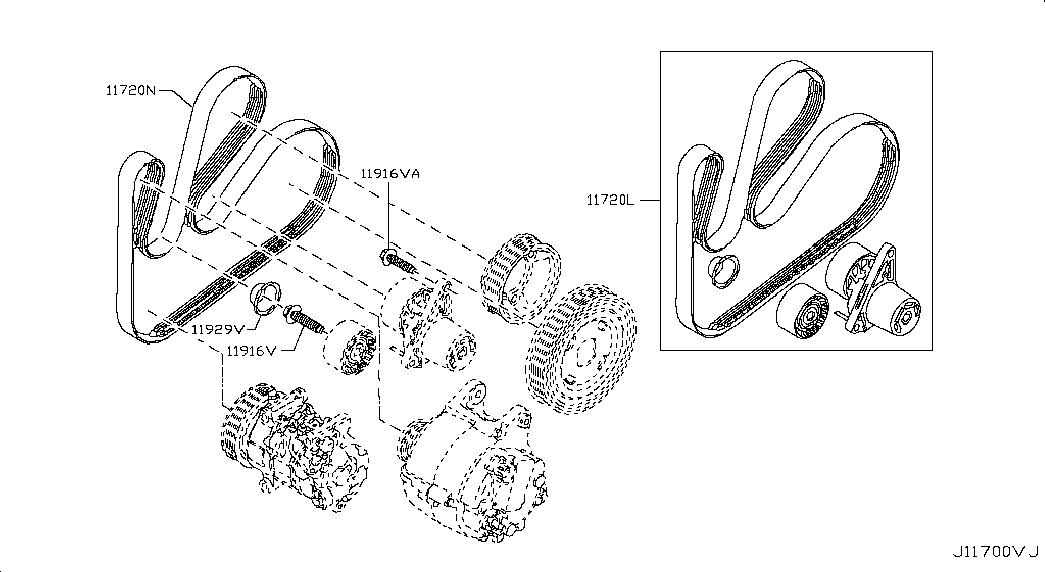 NISSAN 11720-00Q3N - Parazīt / Vadrullītis, Ķīļrievu siksna autospares.lv