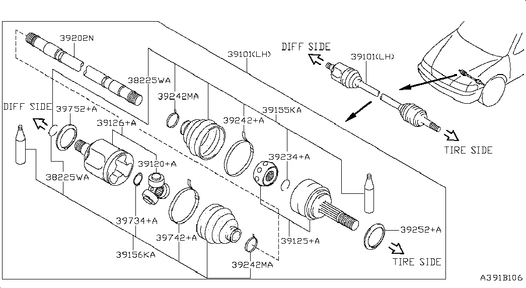 NISSAN 39741-01E89 - Putekļusargs, Piedziņas vārpsta autospares.lv