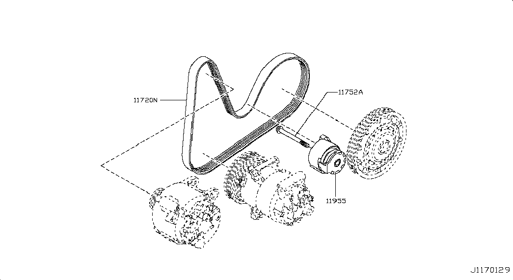 NISSAN 11955-1KB2A - Siksnas spriegotājs, Ķīļsiksna autospares.lv