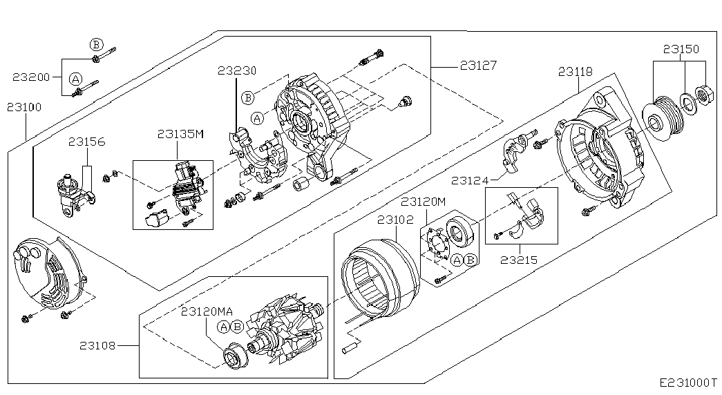 NISSAN 23100-BU010 - Ģenerators autospares.lv