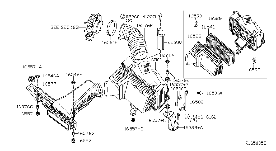 Infiniti 16546-0Z000 - Gaisa filtrs www.autospares.lv