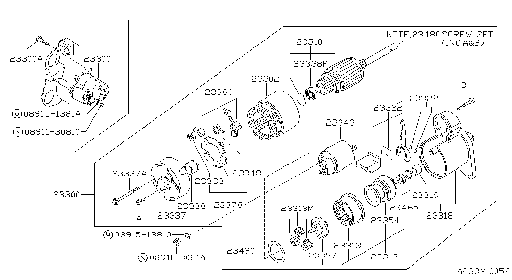 NISSAN 2338042L70 - Ogļu sukas, Starteris autospares.lv