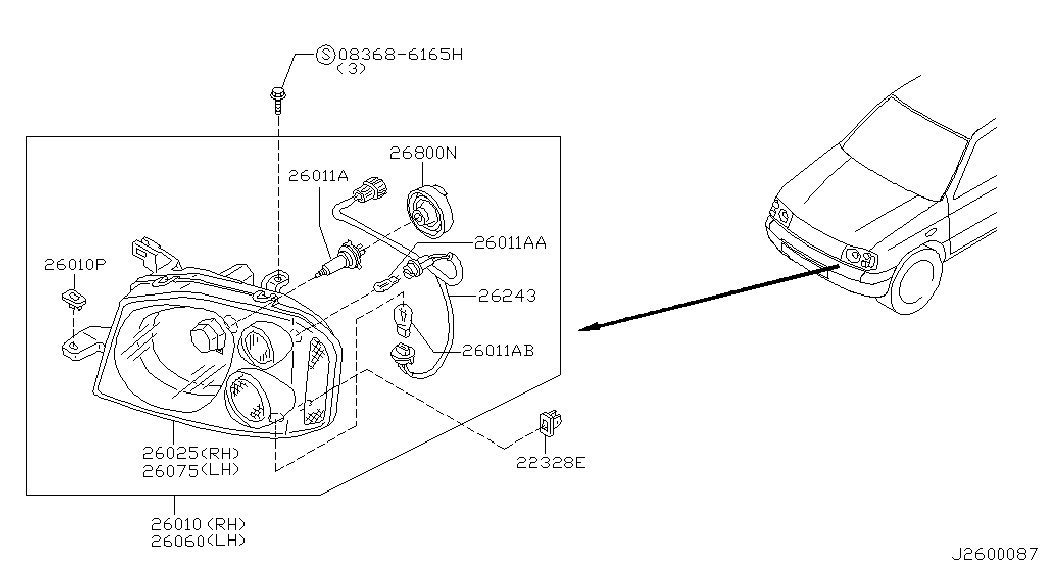 NISSAN 2629489908 - Kvēlspuldze, Miglas lukturis autospares.lv