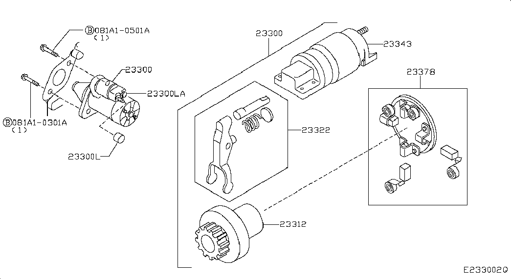 NISSAN 23322-50Y12 - Рычаг включения, вилка, стартер www.autospares.lv