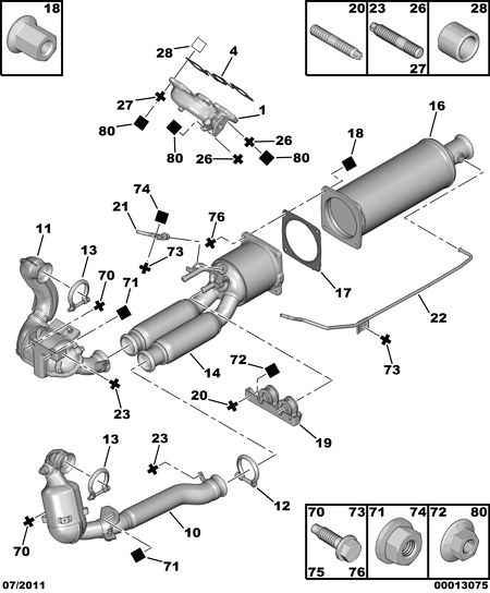 PEUGEOT 1713 76 - Соединительные элементы, система выпуска www.autospares.lv