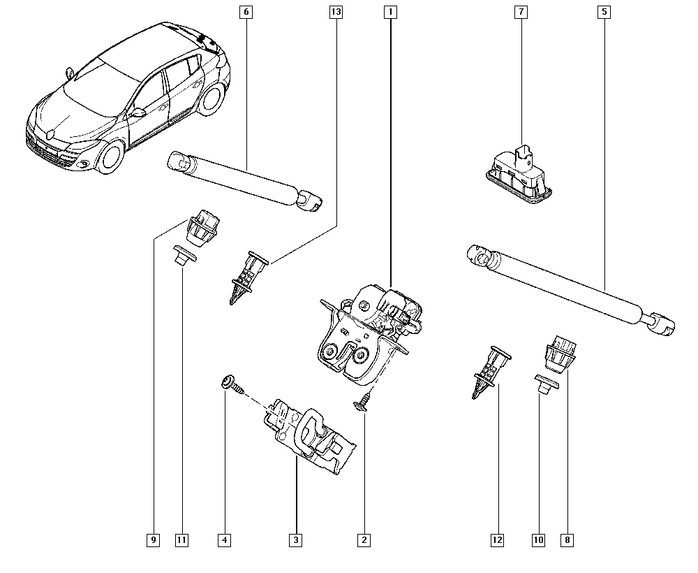 RENAULT 904510001R - Gāzes atspere, Bagāžas / Kravas nodalījuma vāks www.autospares.lv