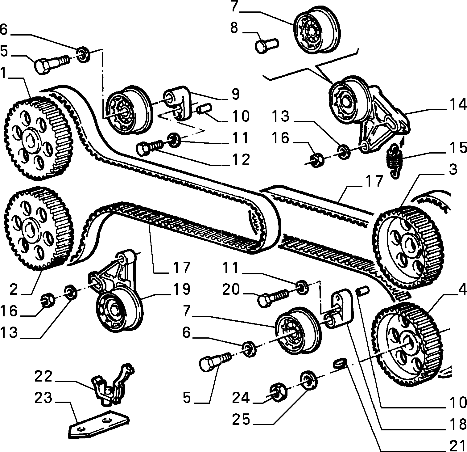 Alfa Romeo 60586520 - Spriegotājrullītis, Gāzu sadales mehānisma piedziņas siksna autospares.lv