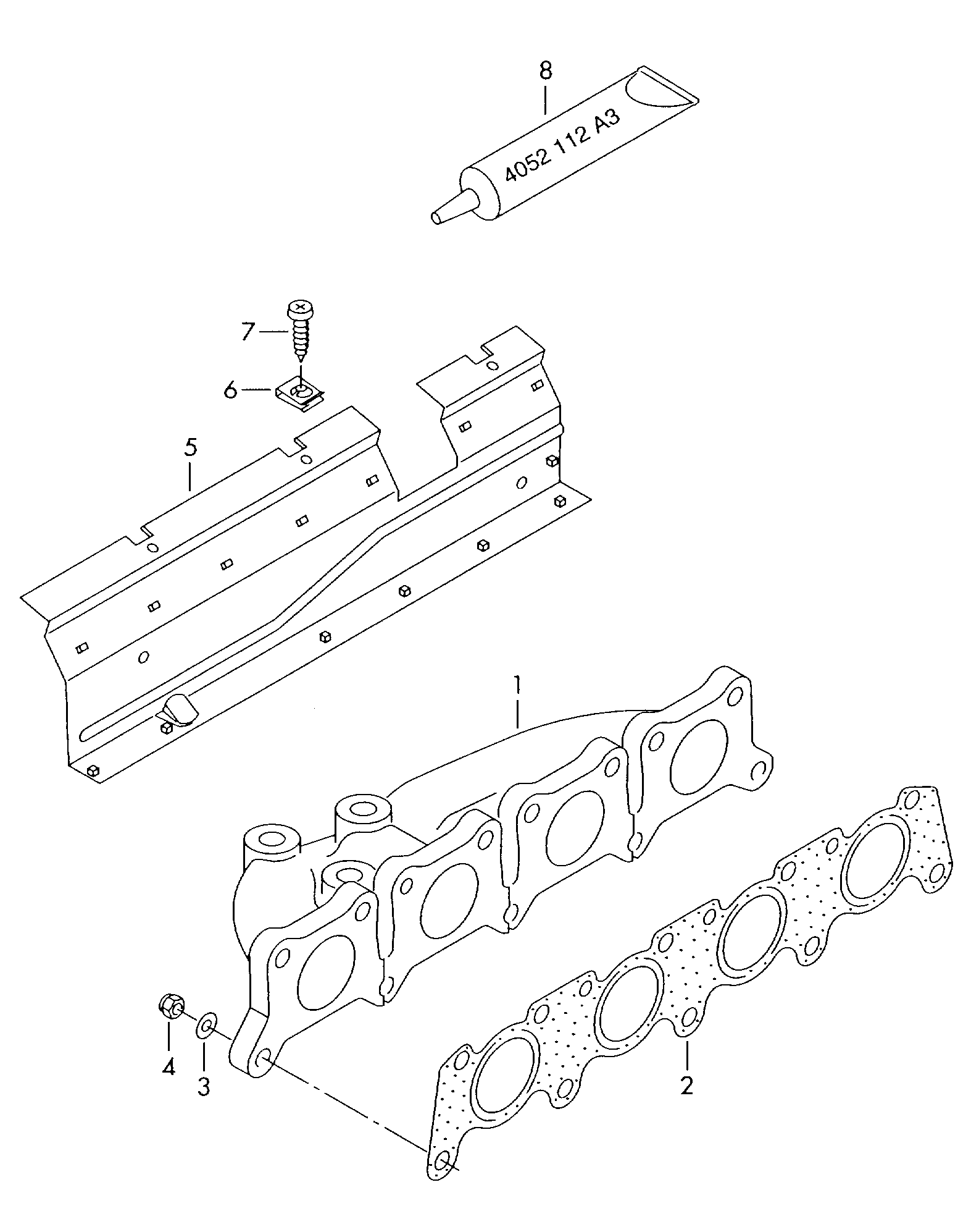 AUDI 058253033E - Mounting Kit, exhaust manifold www.autospares.lv