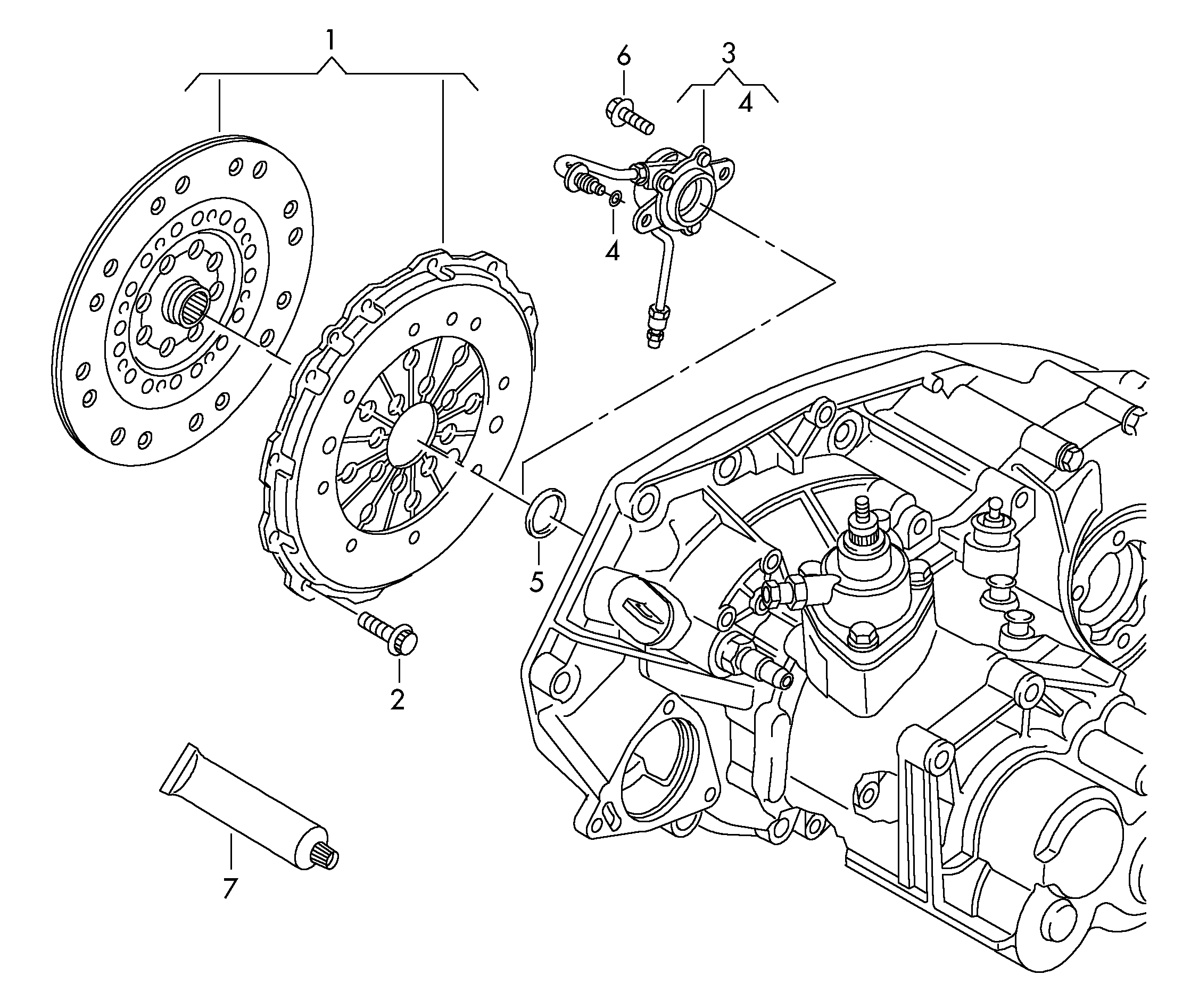 AUDI 0A5 141 671 E - Centrālais izslēdzējmehānisms, Sajūgs www.autospares.lv