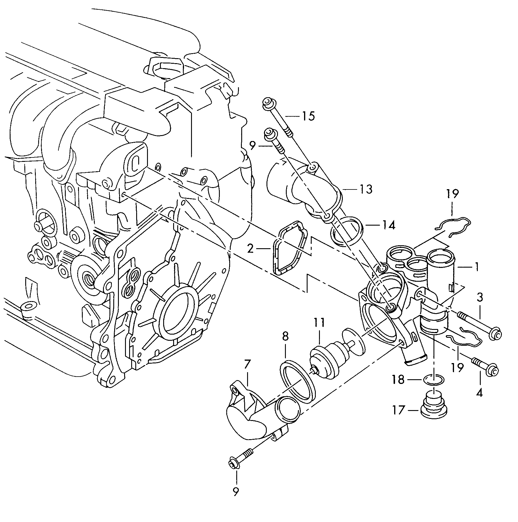 CUPRA 075121113D - Coolant thermostat / housing www.autospares.lv