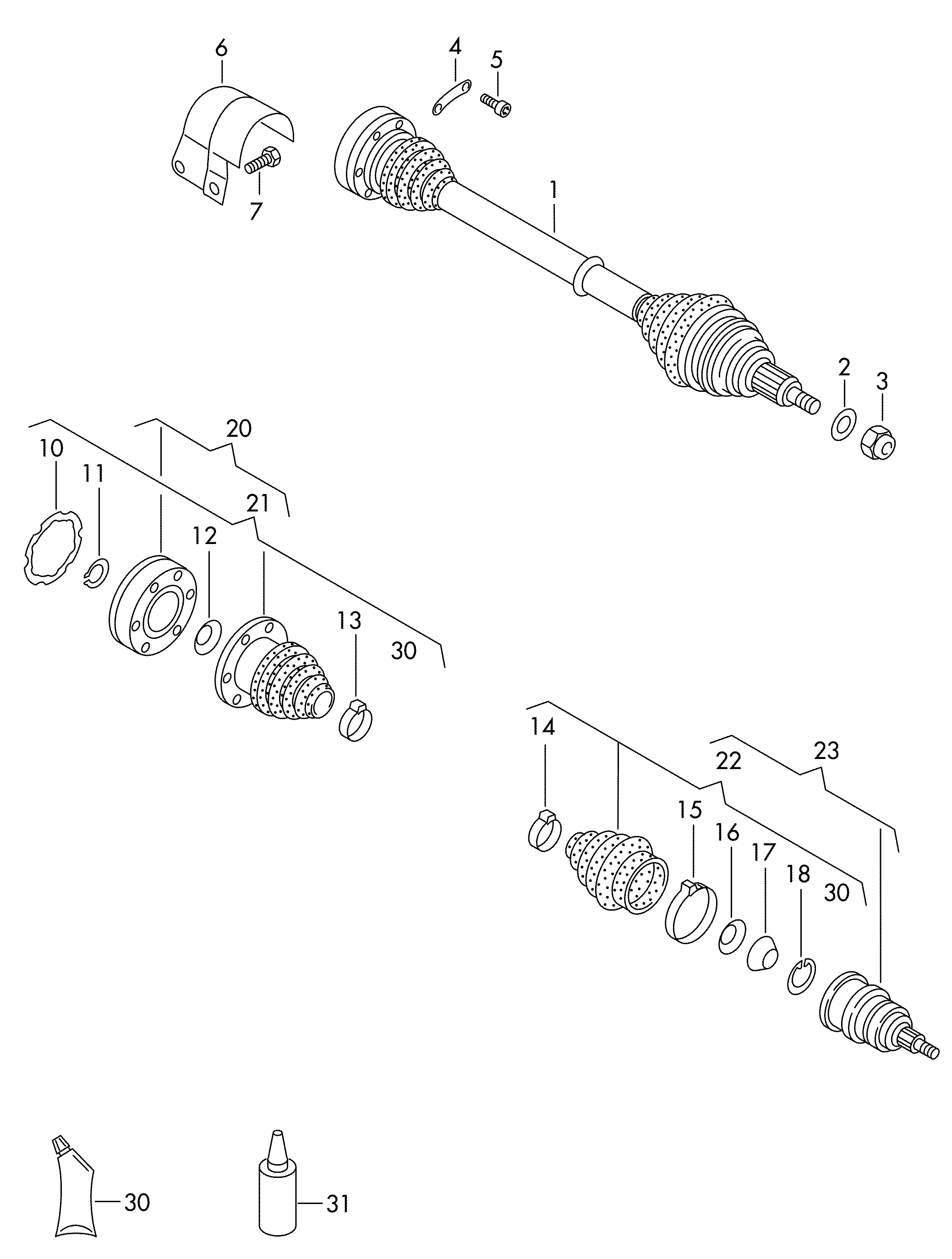 AUDI 1J0 498 103AX - Šarnīru komplekts, Piedziņas vārpsta autospares.lv