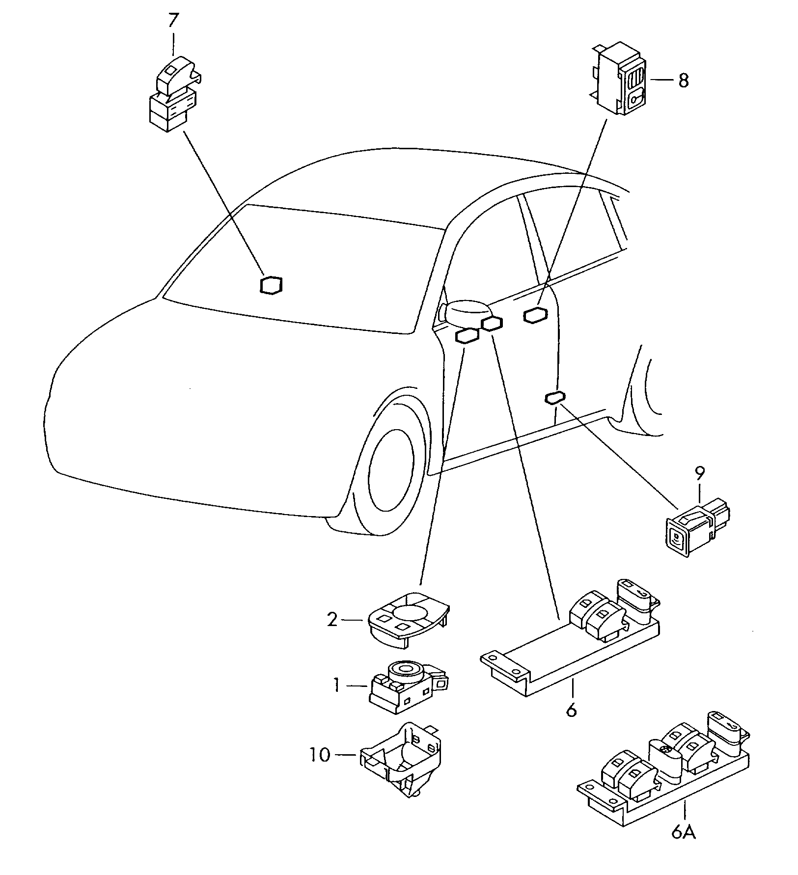 VAG 1J3959857A - Slēdzis, Stikla pacēlājmehānisms www.autospares.lv