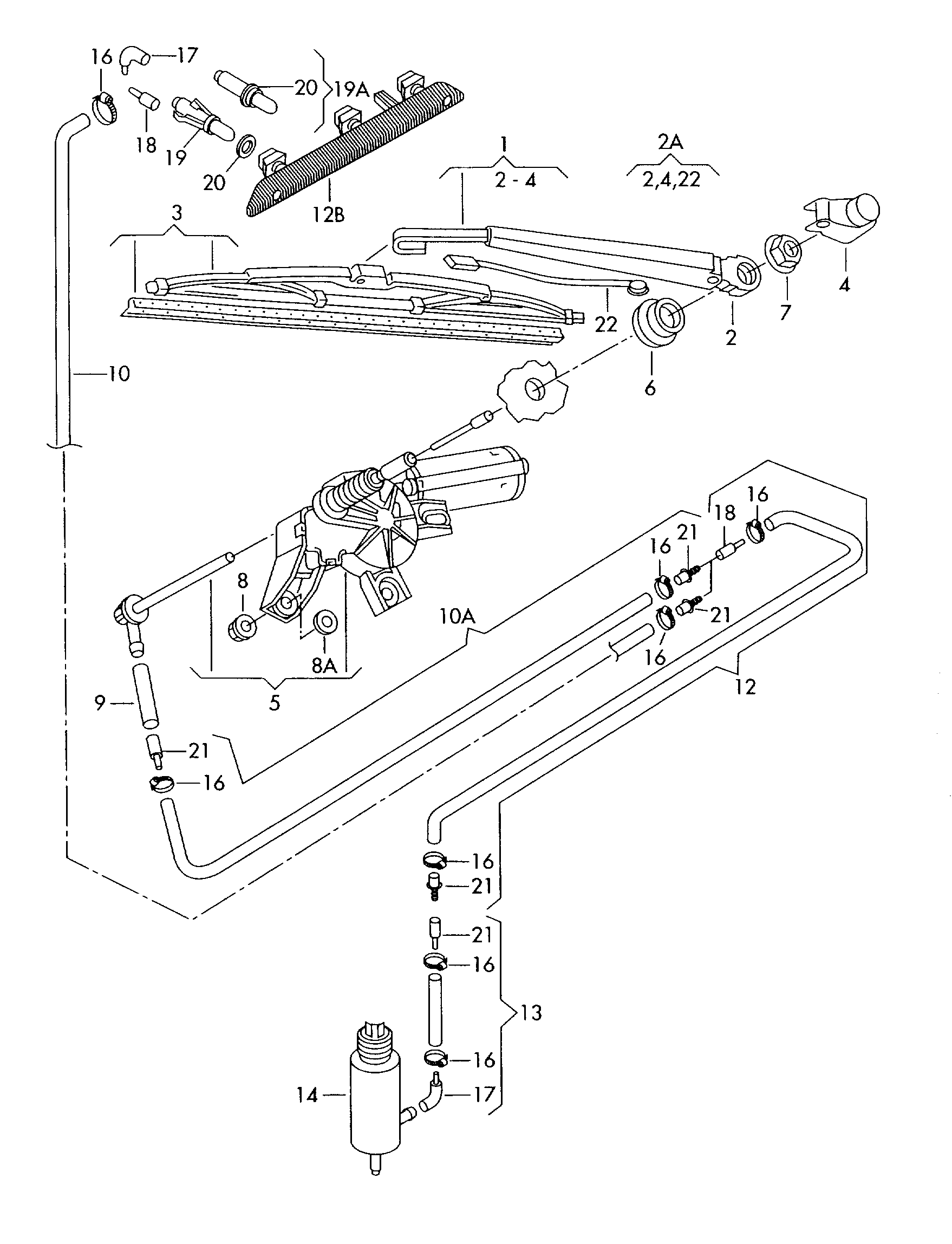 VW 7M3 955 435 - Stikla tīrītāja svira, Stiklu tīrīšanas sistēma autospares.lv